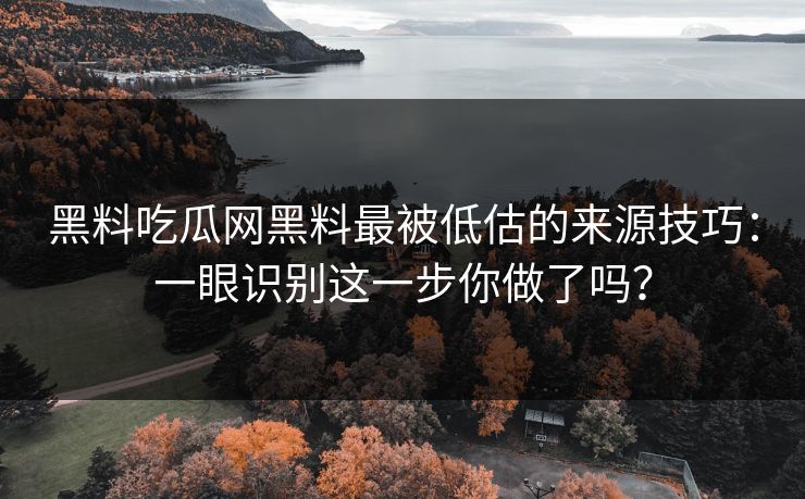 黑料吃瓜网黑料最被低估的来源技巧：一眼识别这一步你做了吗？  第1张