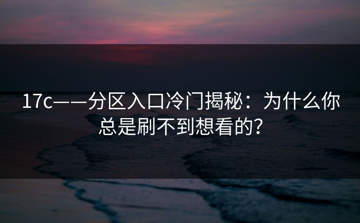 17c——分区入口冷门揭秘：为什么你总是刷不到想看的？